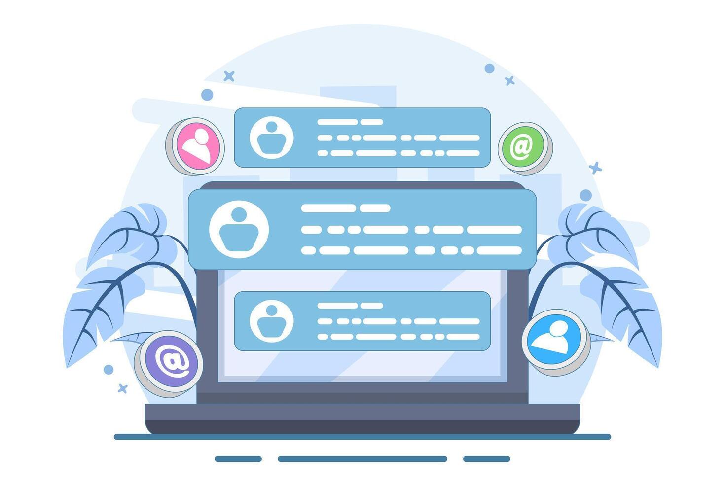 New Email Concept displayed on computer screen, email marketing, online business strategy, advertising, email newsletter, sending messages, marketing materials. Flat illustration. vector