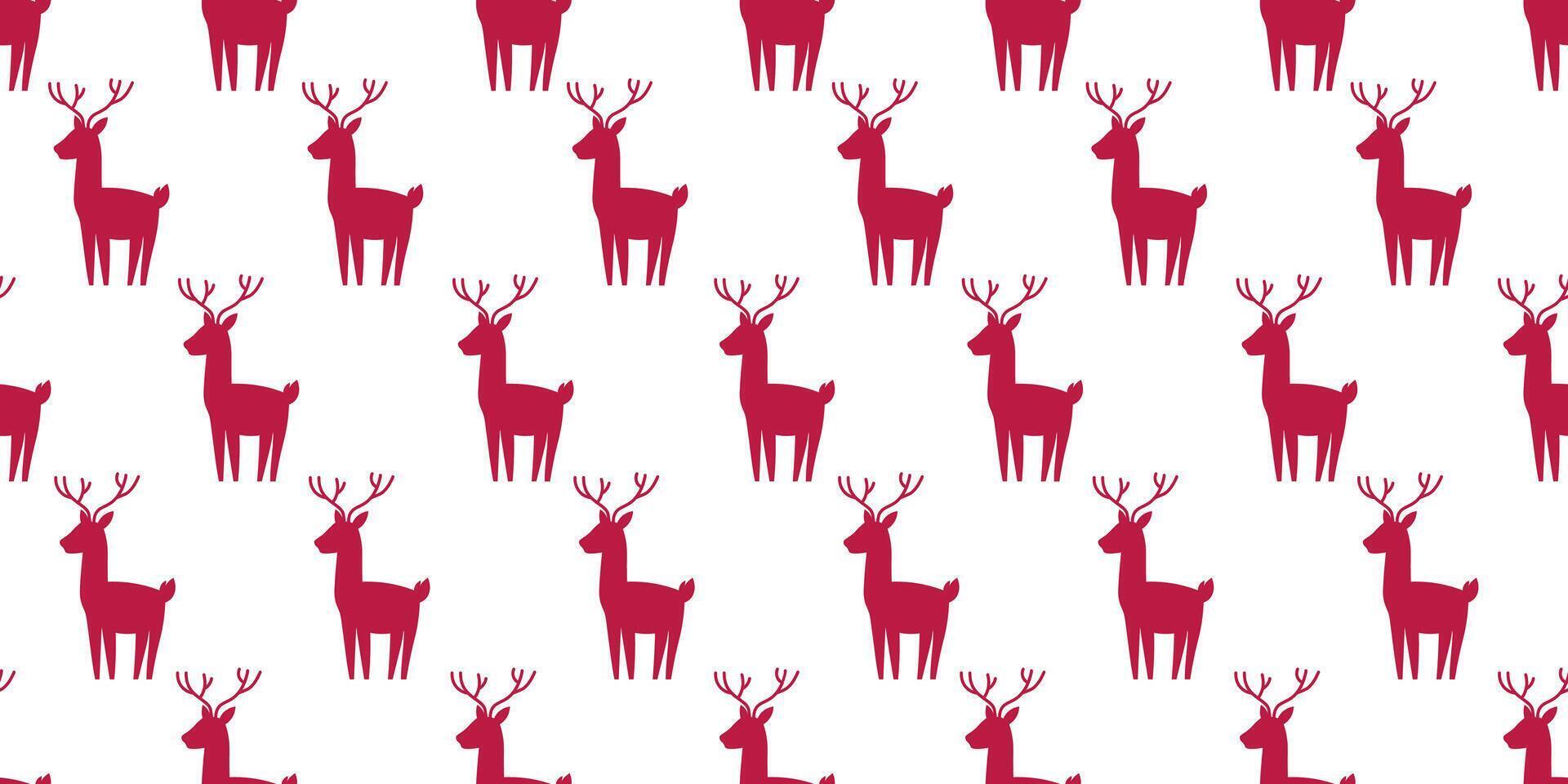 Cute Seamless Pattern of Flat Hand Drawn Reindeer Silhouette vector