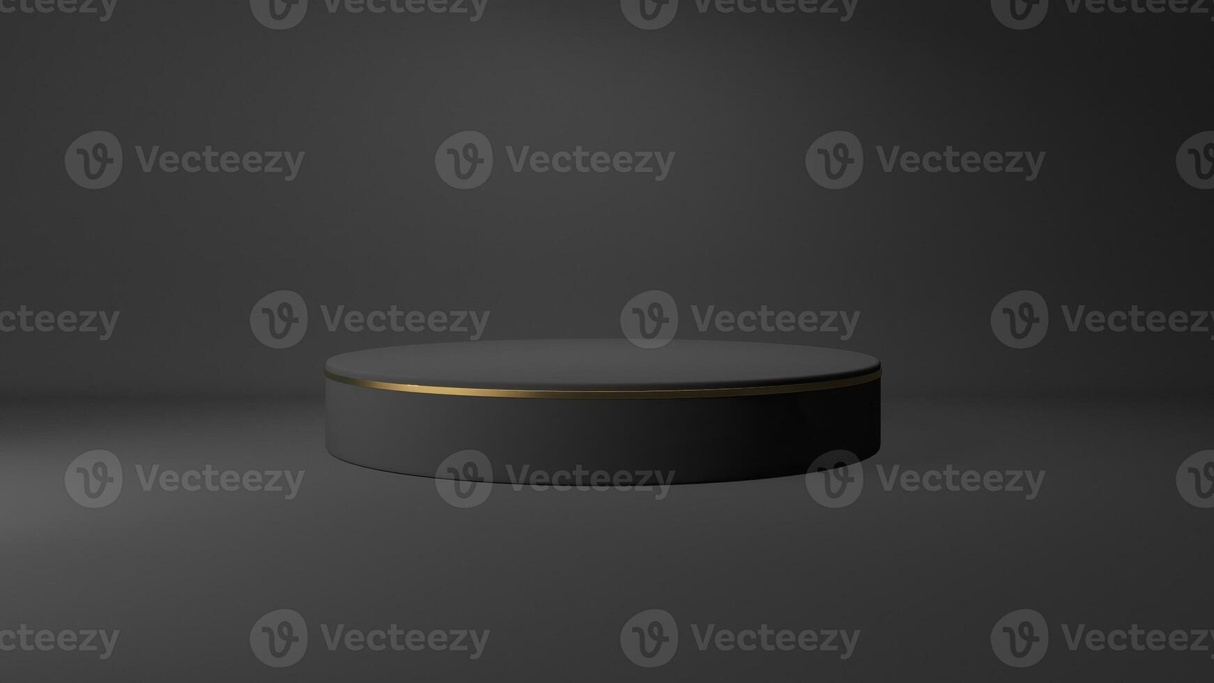 Black circular platform on dark background photo
