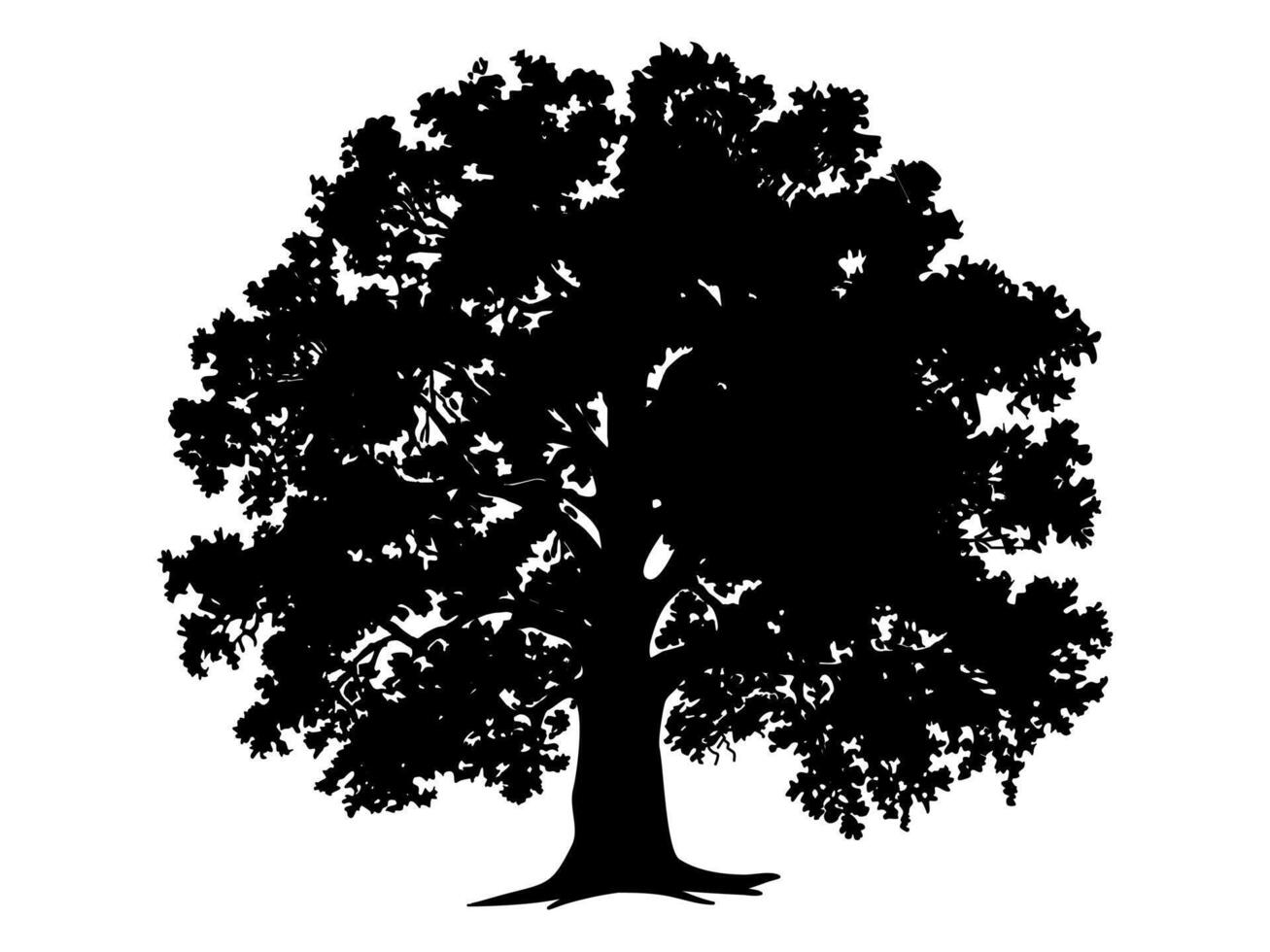 Black Trees and root with leaves look beautiful and refreshing. Tree and roots LOGO style. vector