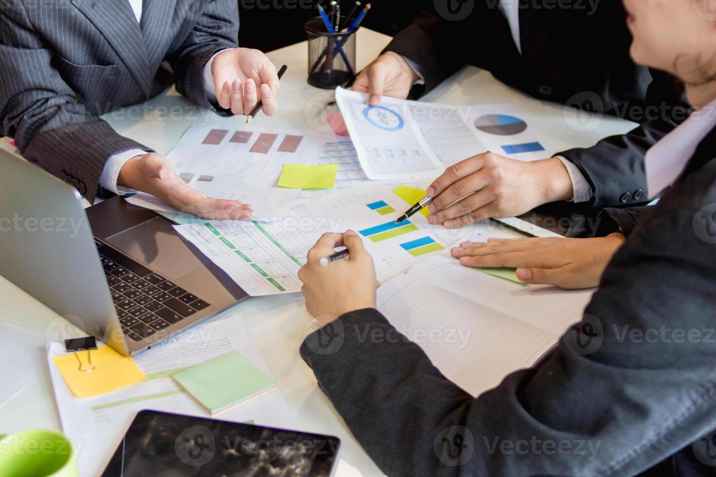 Business people in conference room are advising and consulting each other creating good business profits concept of consulting with consultants between investors to exchange knowledge. photo