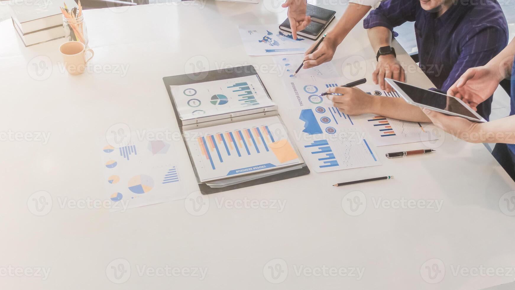 Business people in conference room are advising and consulting each other creating good business profits concept of consulting with consultants between investors to exchange knowledge. photo