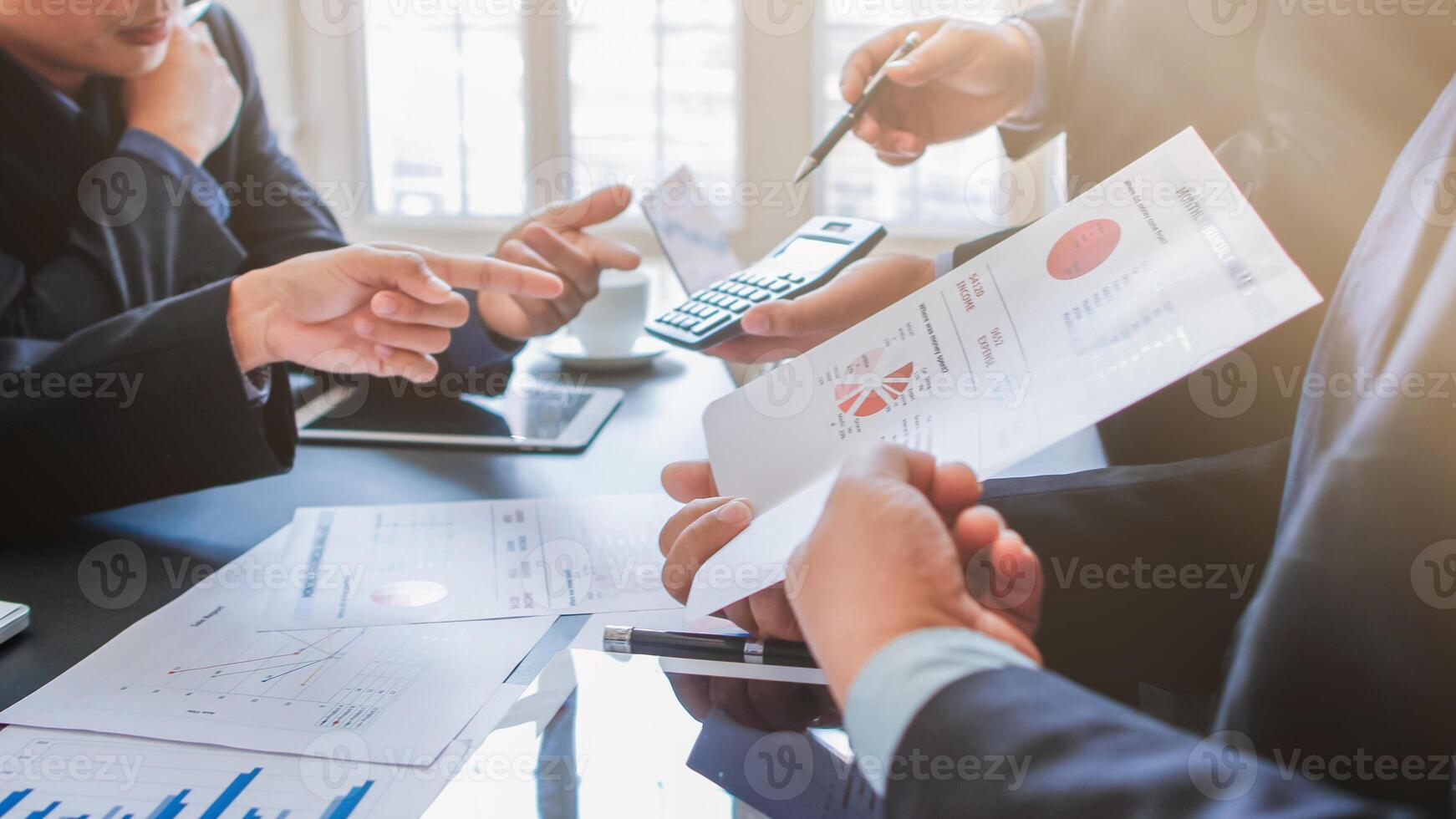 Business people in conference room are advising and consulting each other creating good business profits concept of consulting with consultants between investors to exchange knowledge. photo