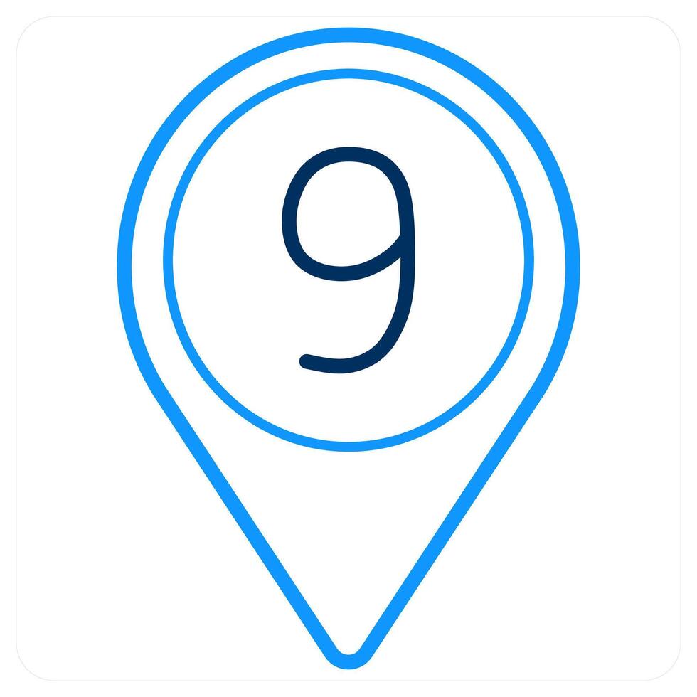 Nine and location icon concept vector