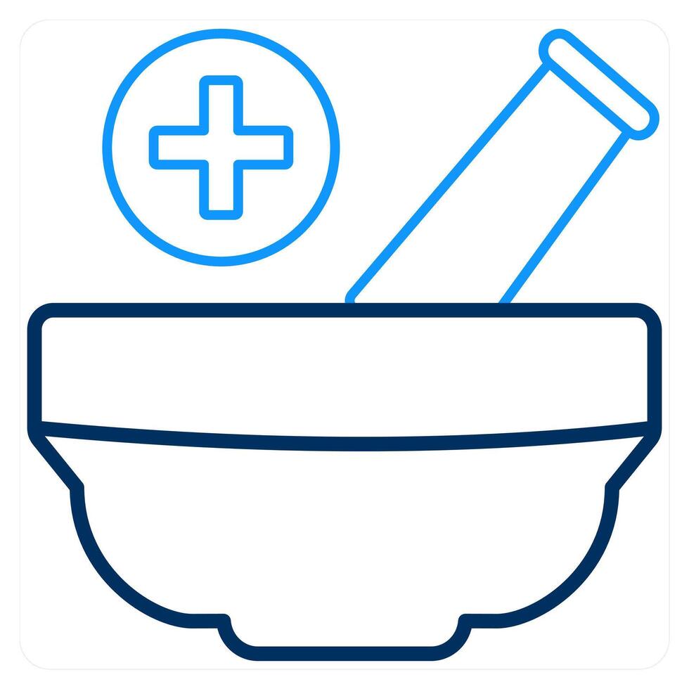 Mortar Pestle and herbs icon concept vector