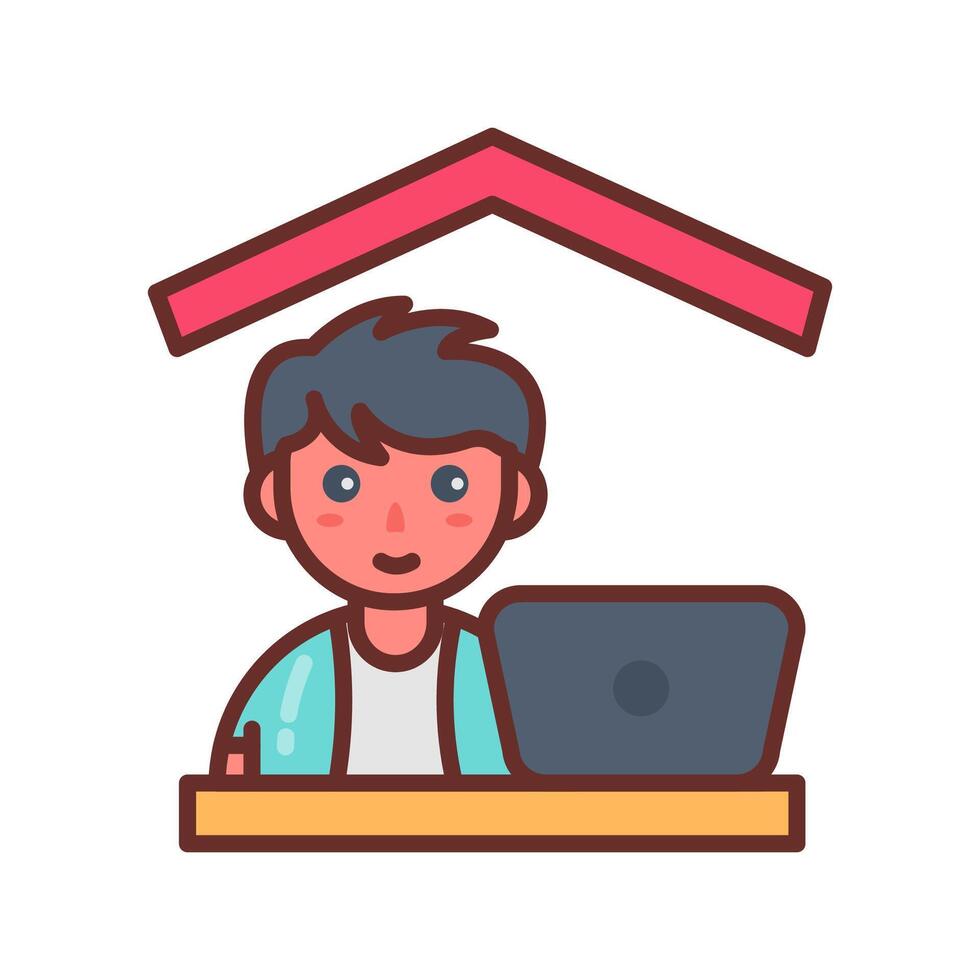 Work At Home Filled Icons , illustration vector