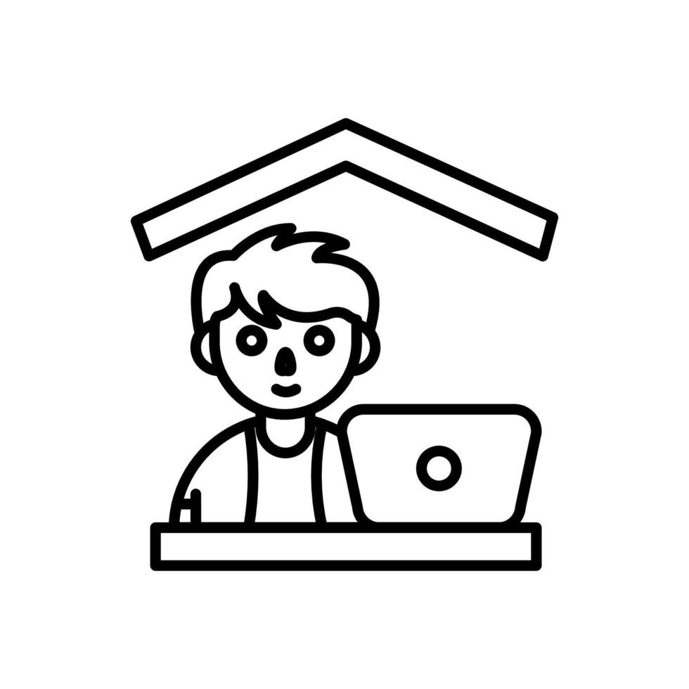Work At Home Outline Icon, illustration vector