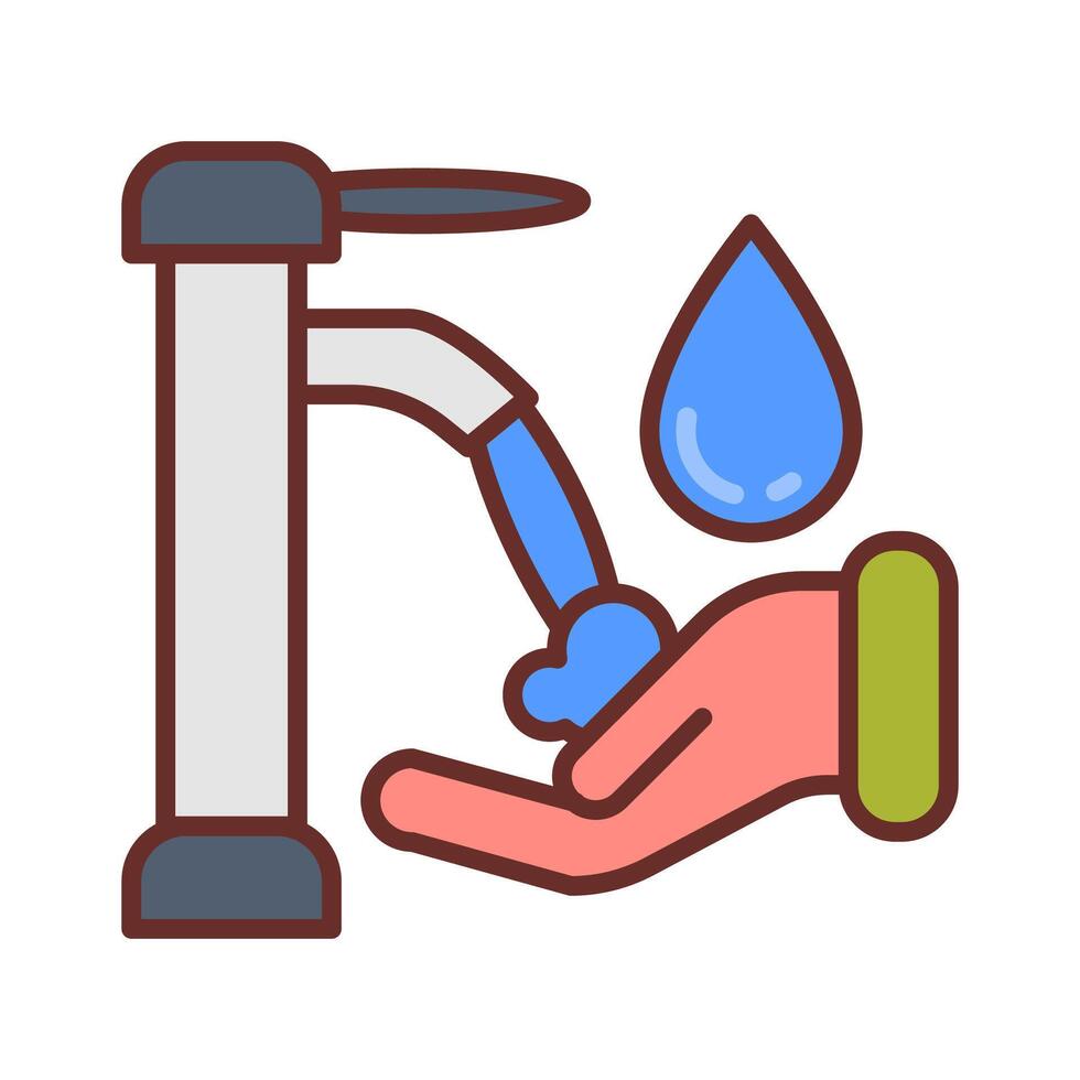 Water faucet with hand washing icon illustration vector