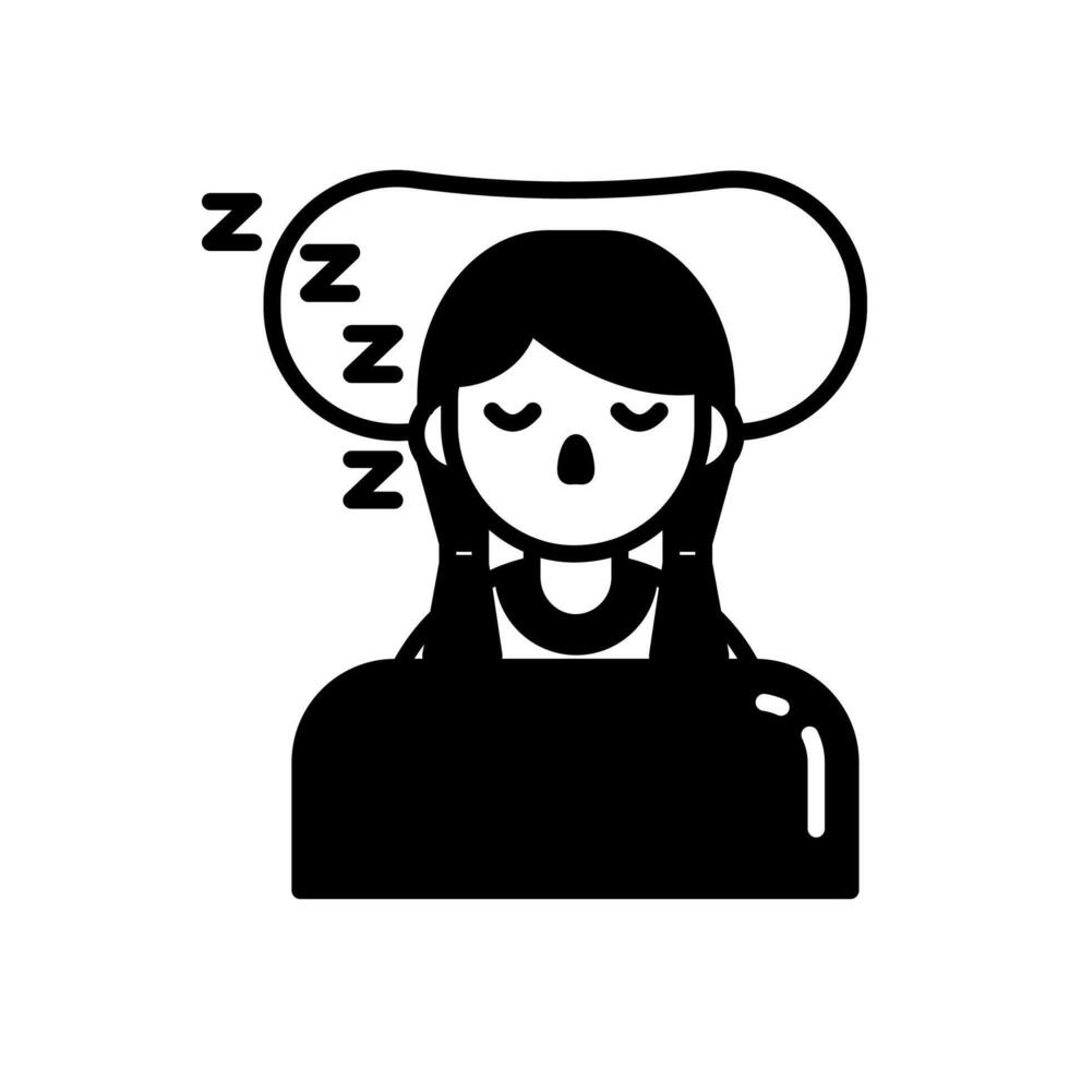A black and white illustration of a woman sleeping vector