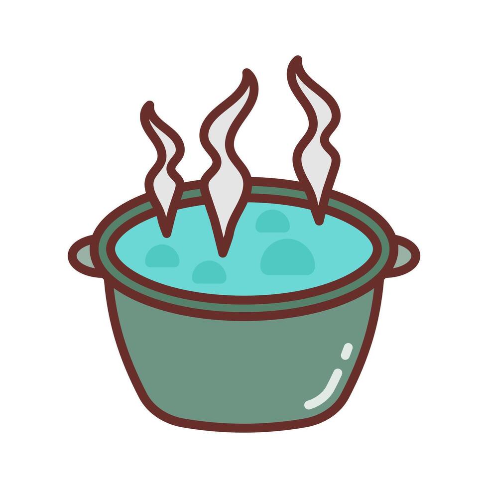 A pot with boiling water and steam vector