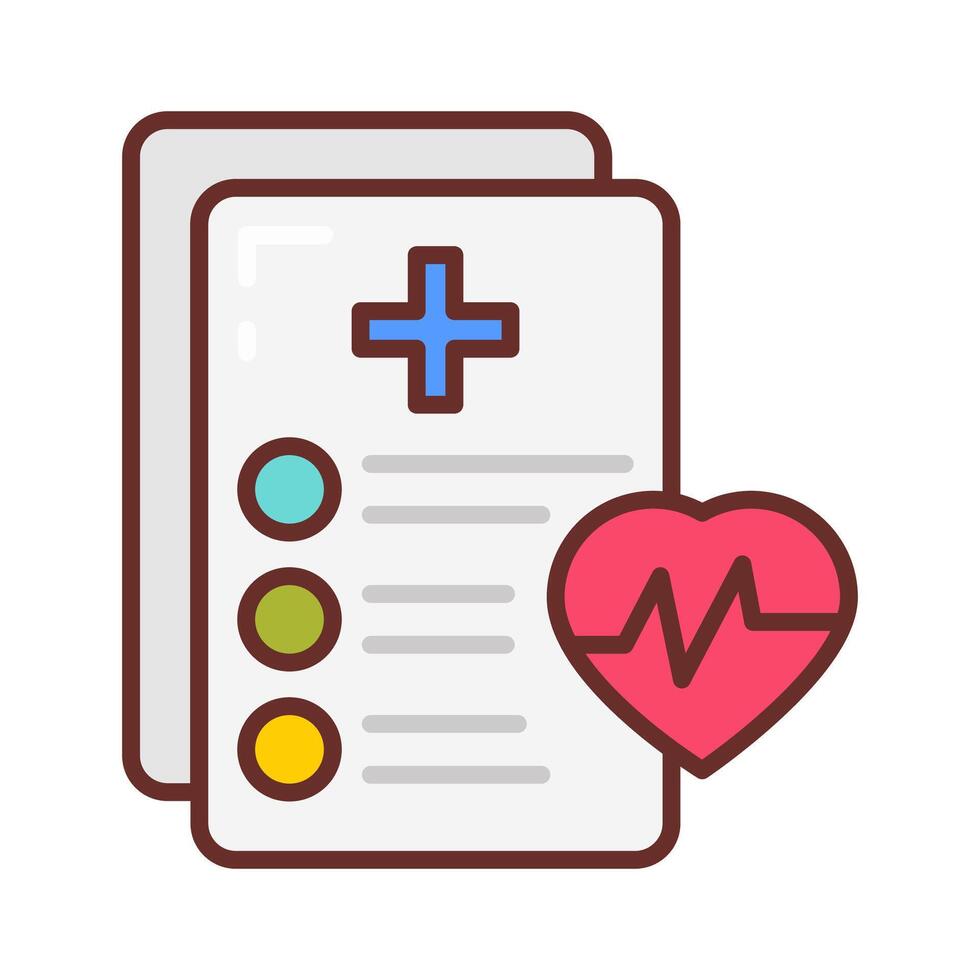 Medical document and heart icon illustration vector