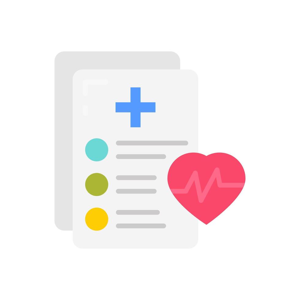A medical document with a heart and a medical cross vector