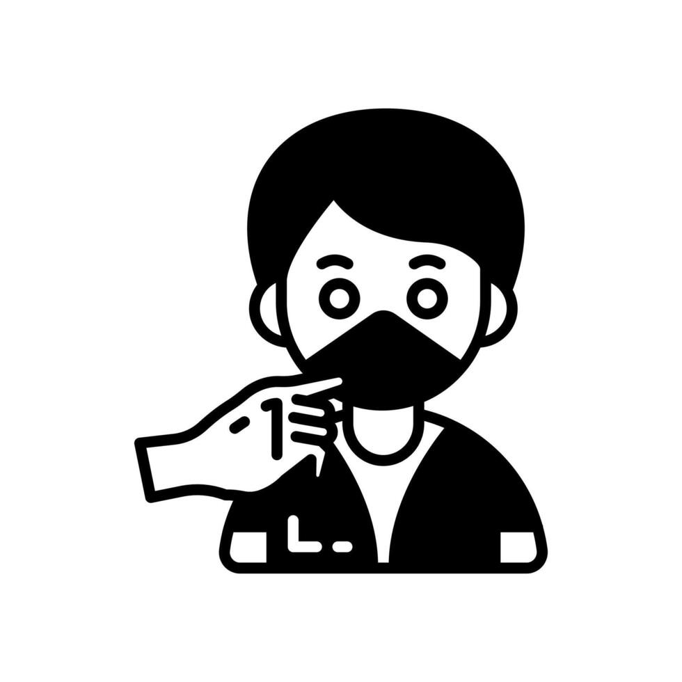 A black and white illustration of a man with a mask on vector