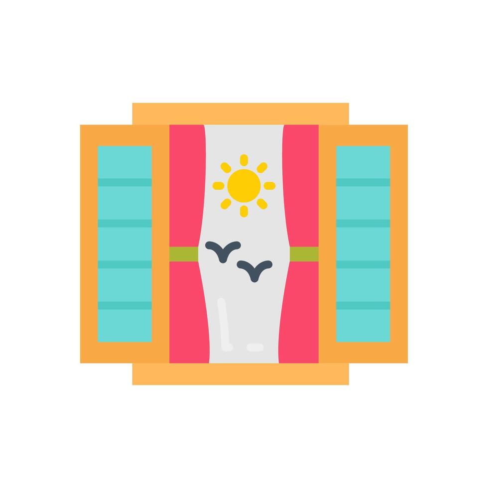 A window with a sun and birds vector