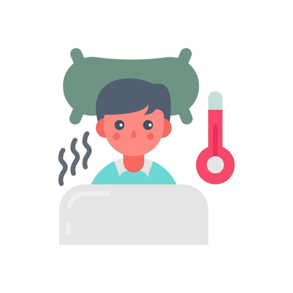 A man is sleeping in bed with a thermometer vector