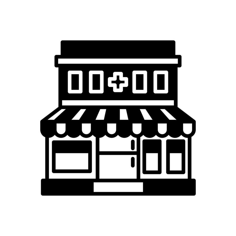 A black and white illustration of a store front vector