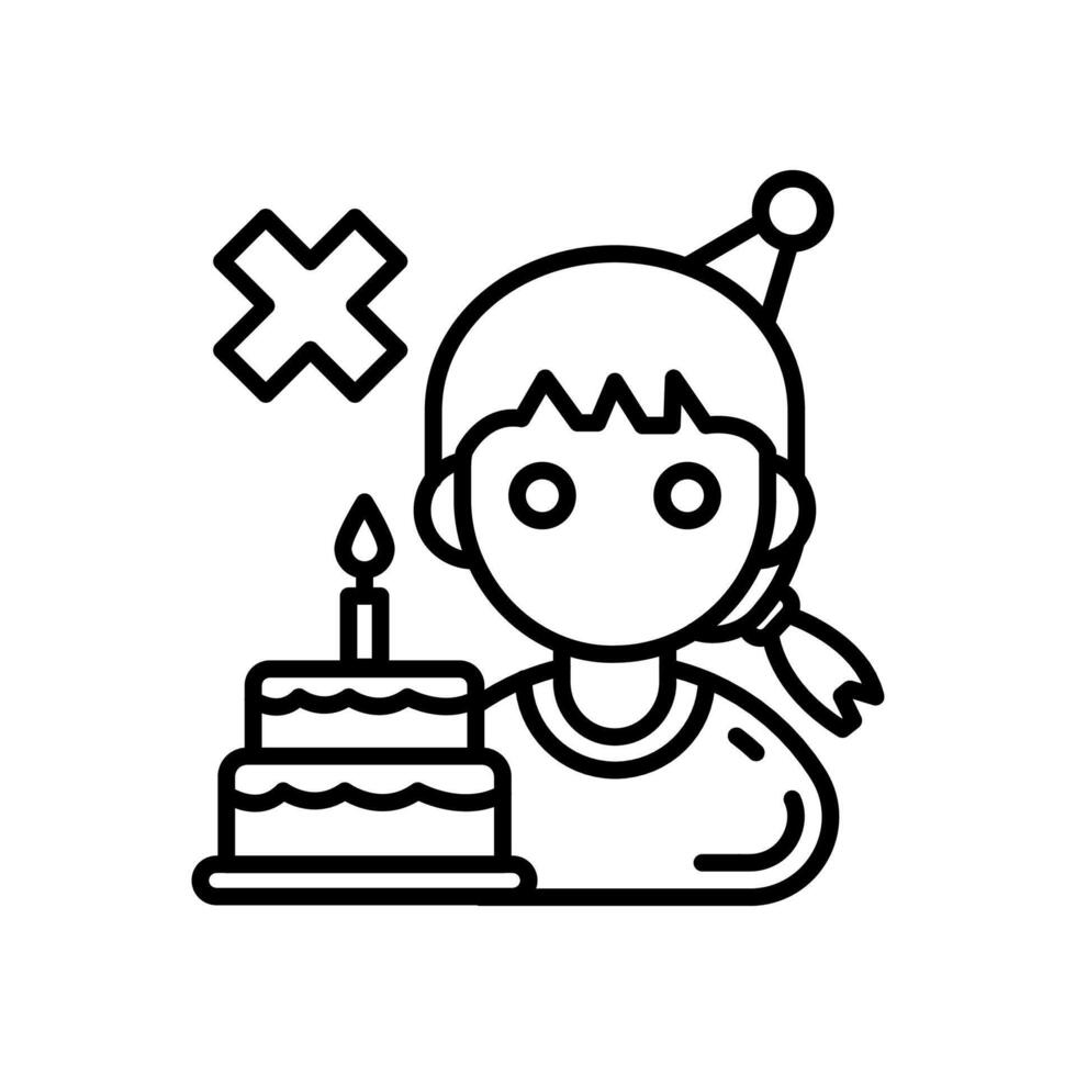 A girl with a birthday cake and a cross vector