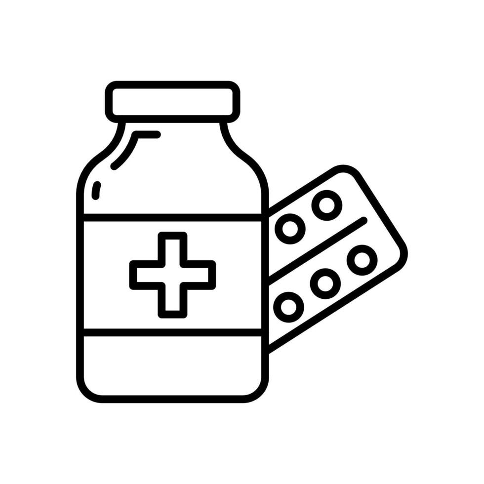 A bottle of medicine and pills on a white background vector