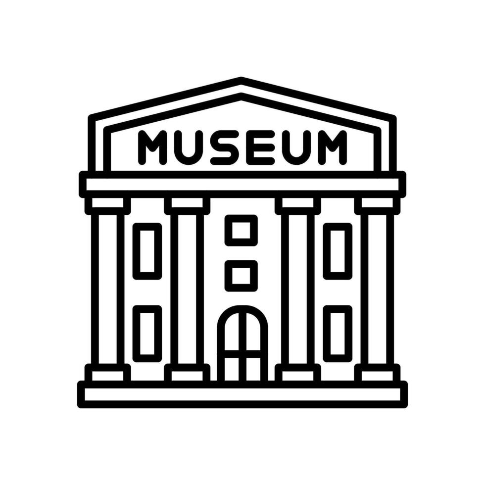 A black and white line drawing of a museum building vector
