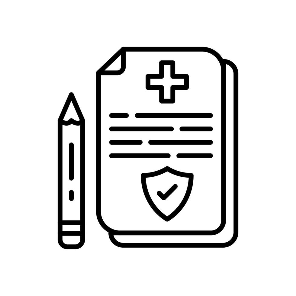 A medical document and pencil icon vector