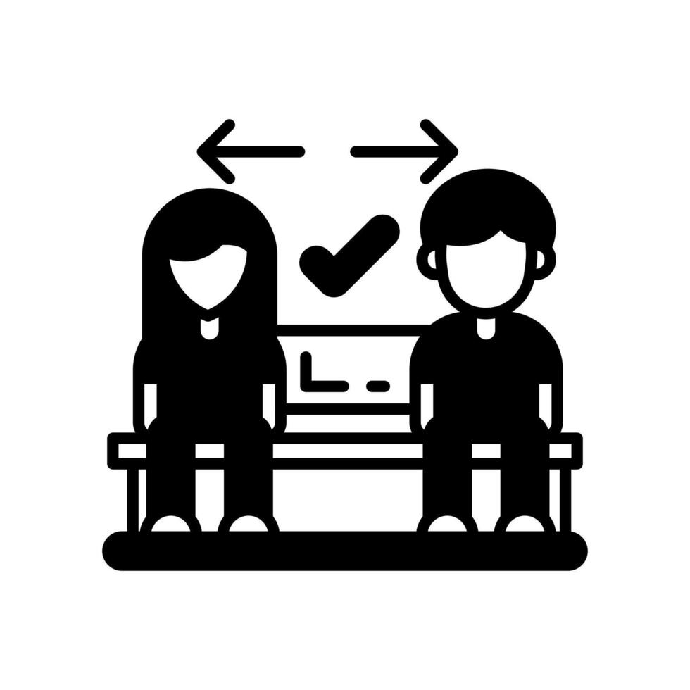 Distance Sitting Glyph Icon, illustration vector