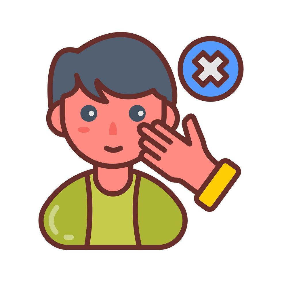A man with a hand on his face and an x on his hand vector