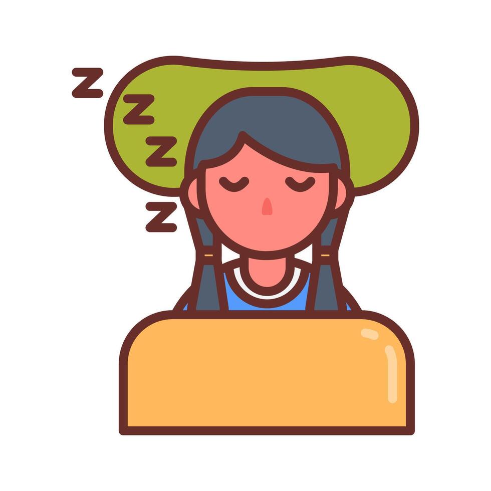 A girl sleeping in bed with a pillow vector