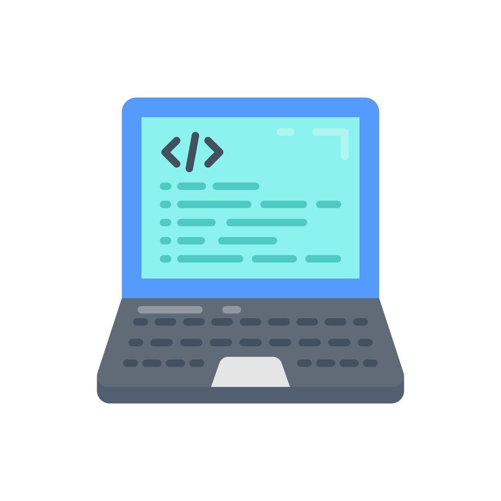 A laptop with a code on it vector