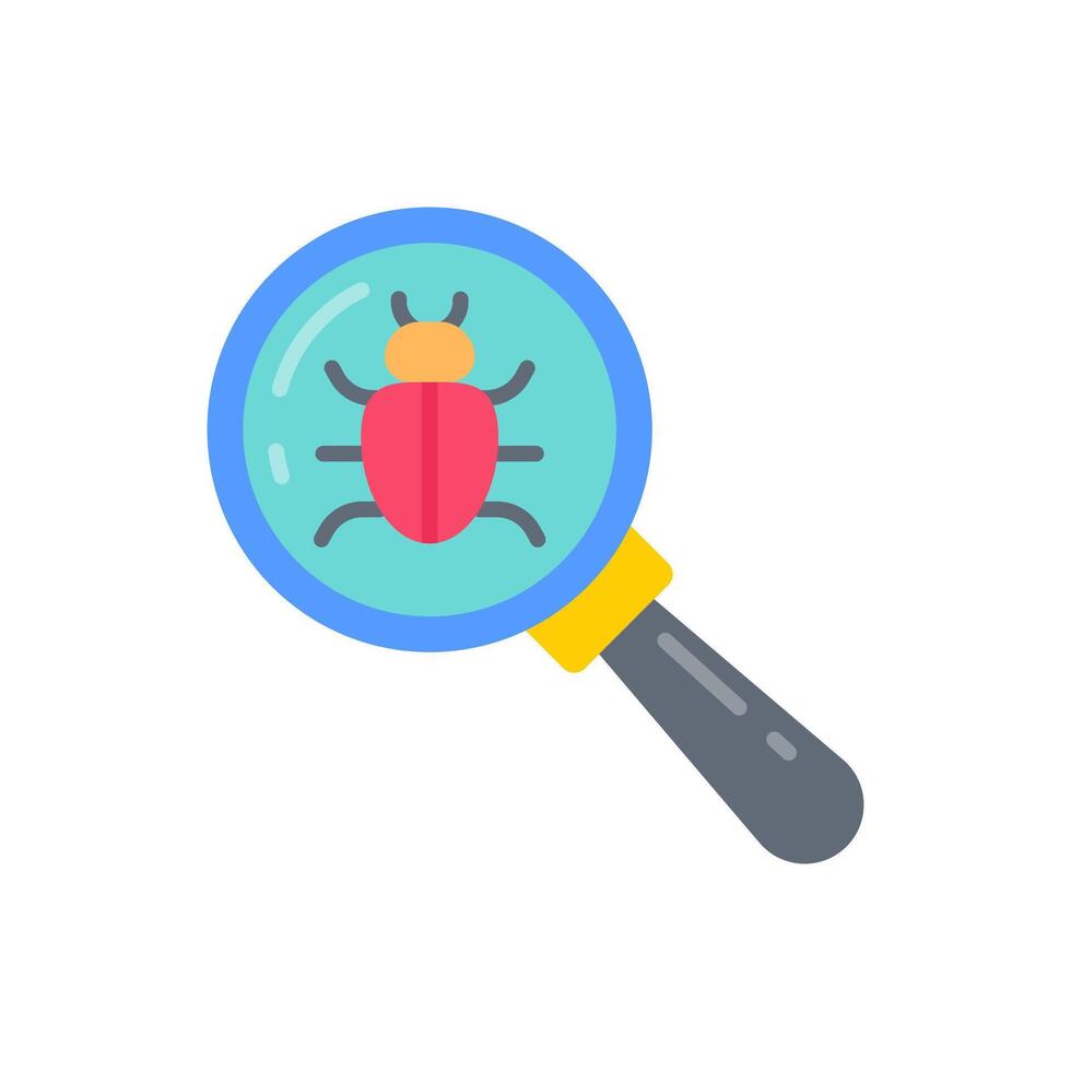 Magnifying bug icon illustration vector