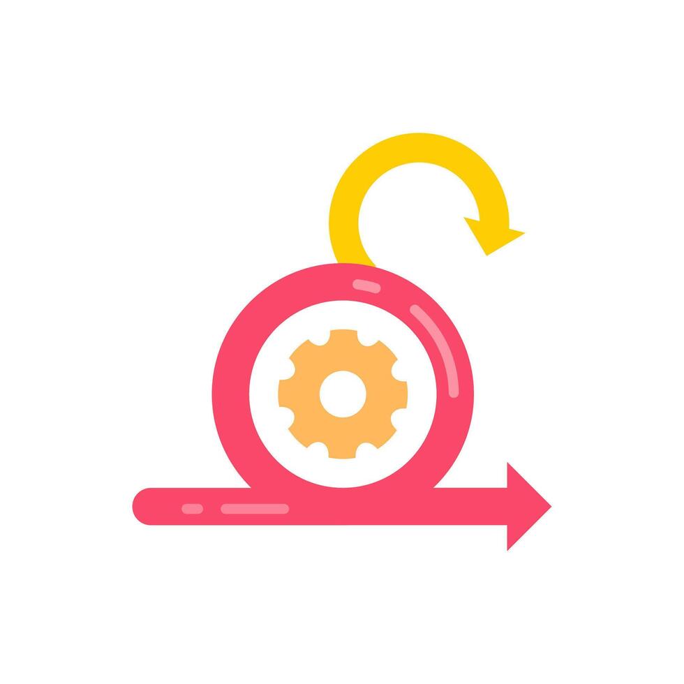 A flat icon of a gear wheel and arrow vector