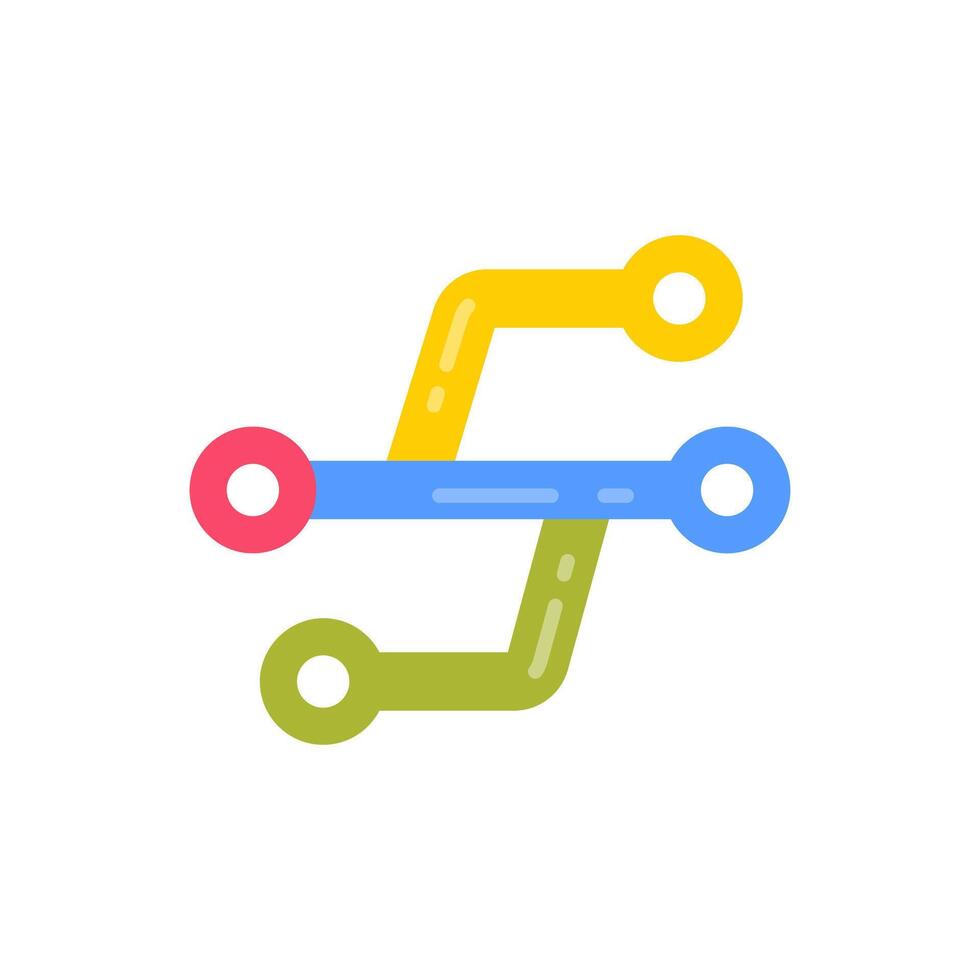 A colorful logo with two lines connected to each other vector