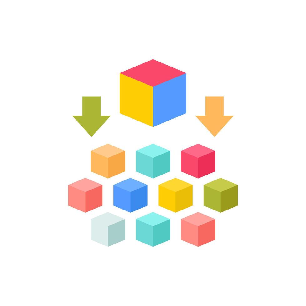 A colorful cube with arrows pointing to it vector