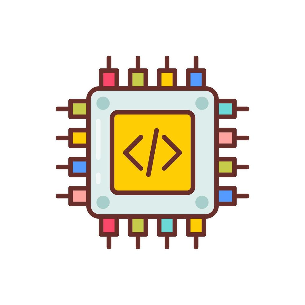 A computer processor with the word code written on it vector