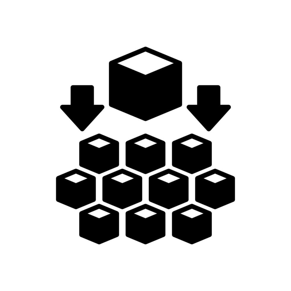 A black and white image of a cube with arrows vector