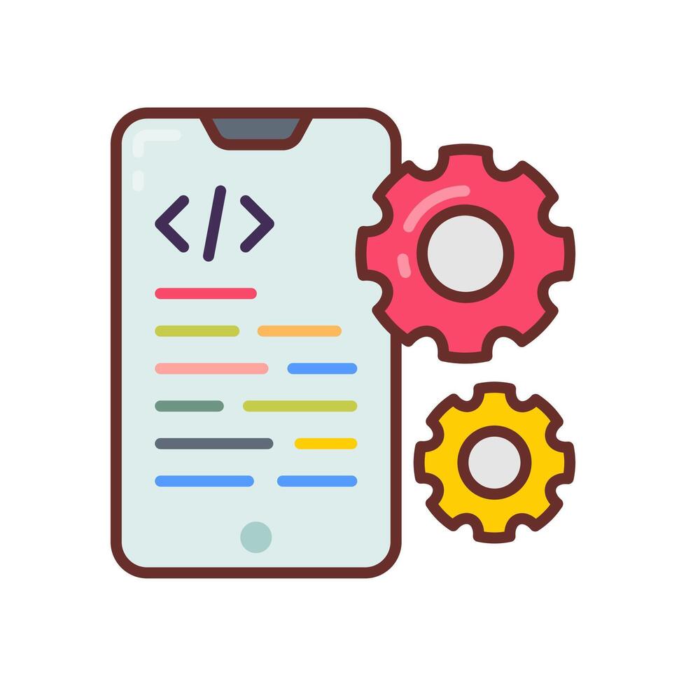 Mobile development Filled Icons , illustrationWireframe vector