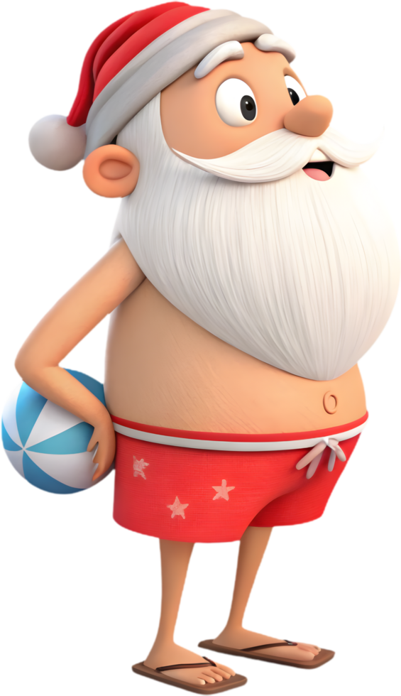 Cute Santa Cartoon in Shorts for Summer Holidays. . png