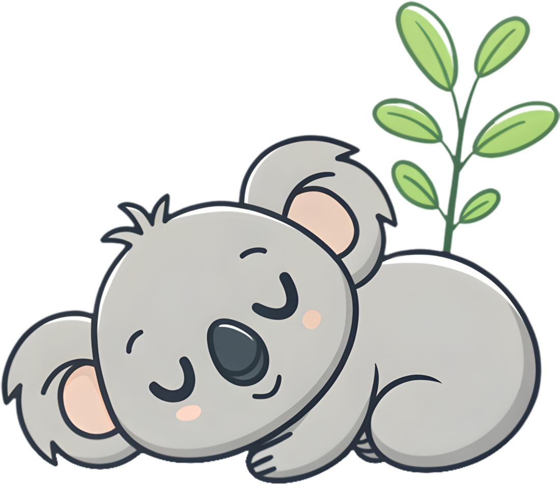 Resting Baby Koala Dreaming Peacefully in Cozy Spot. . png