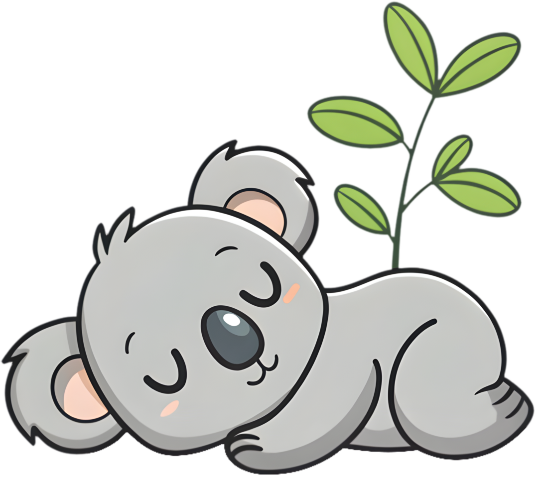 Peaceful Baby Koala Sleeping in Comforting Cuddle Position. . png