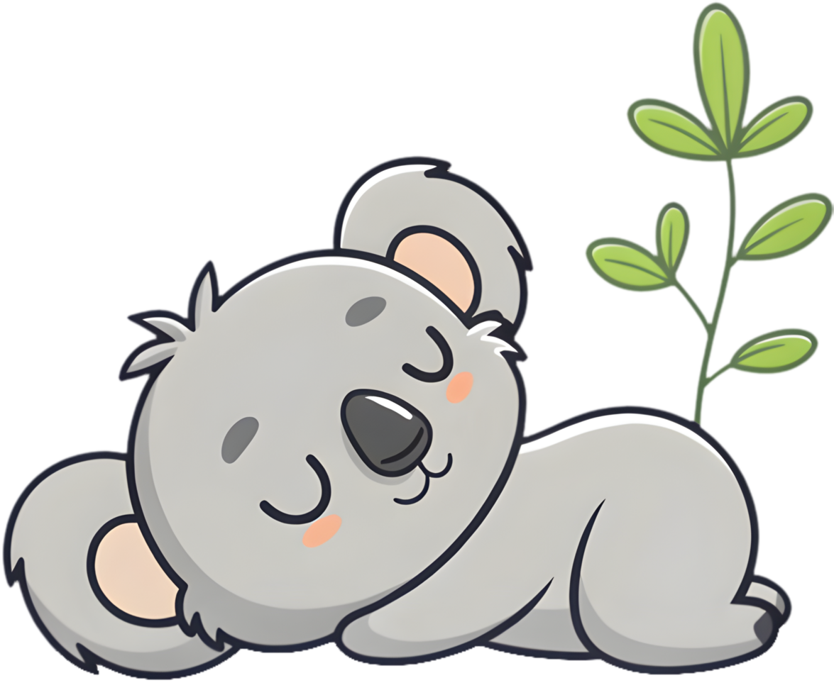 Sweet Baby Koala Sleeping Peacefully on Tree Limb. . png