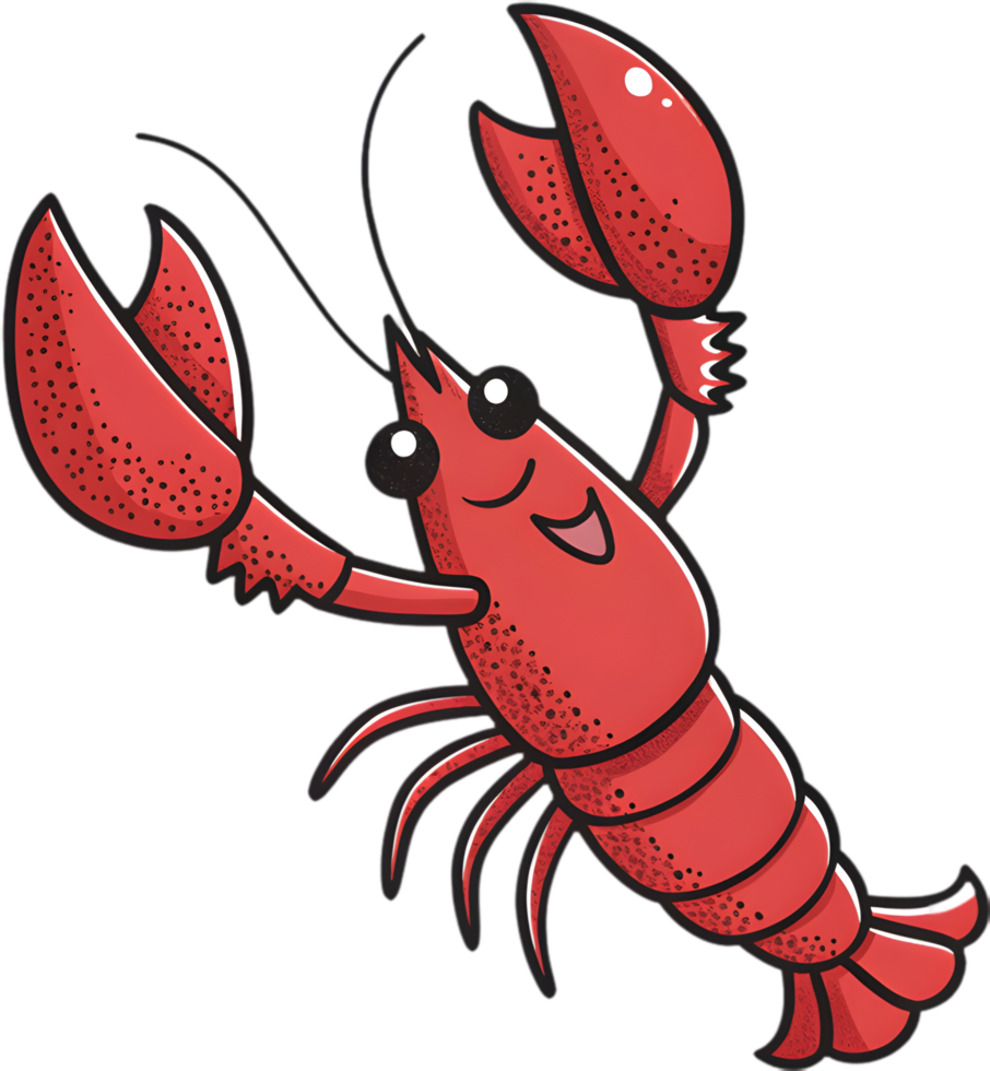Cheerful Bright Red Lobster in Whimsical Cartoon Style. . png