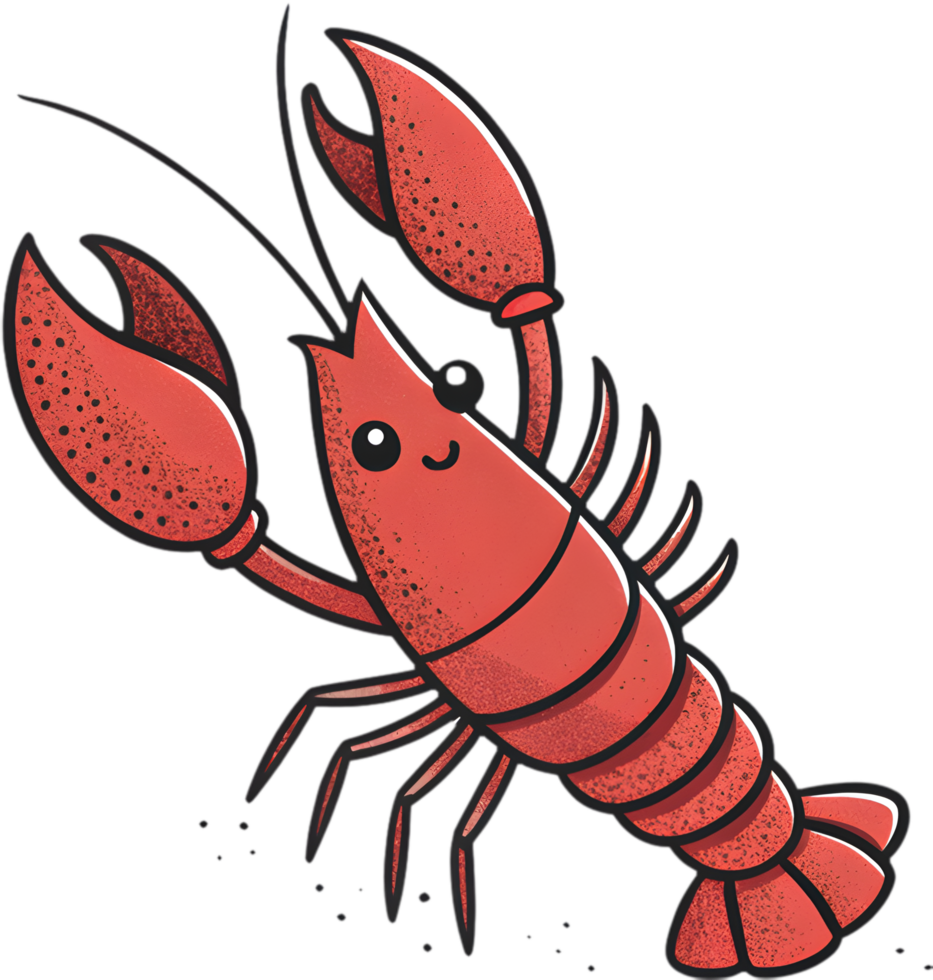 Bright Red Lobster Cartoon with Playful Claws Up. . png