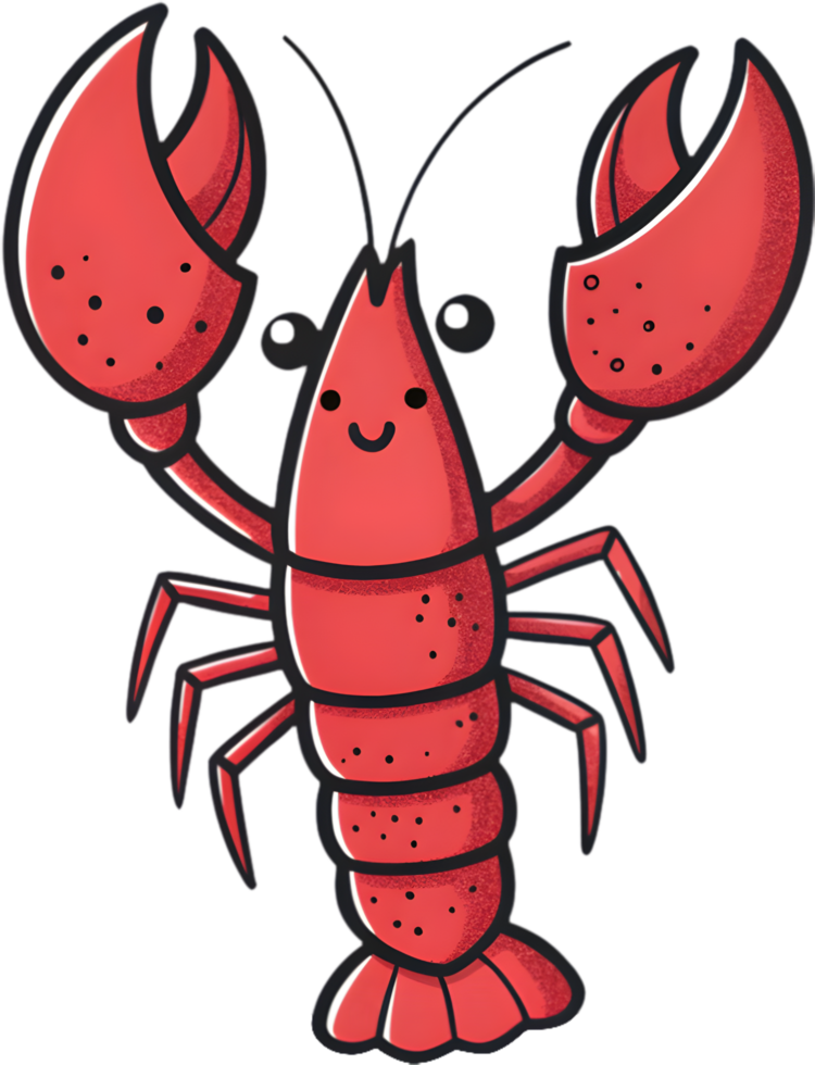 Adorable Bright Red Lobster in Playful Cartoon Style. . png
