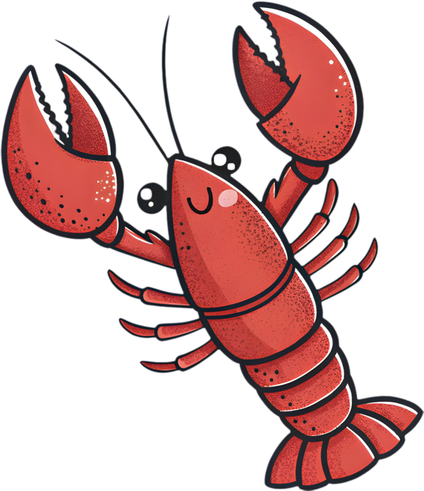 Bright Red Lobster Cartoon Character with Fun Expression. . png