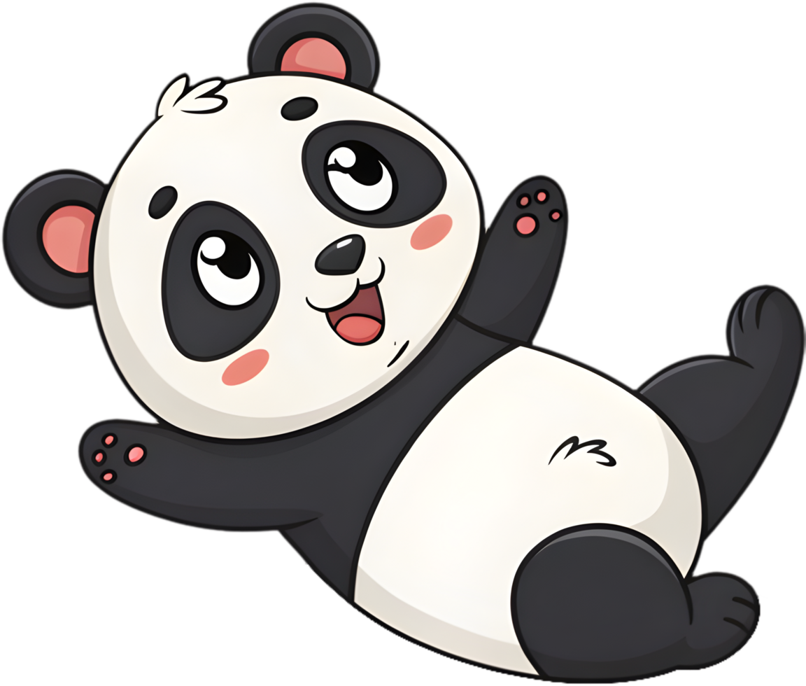 Playful Cartoon Panda Smiling and Having Fun. . png