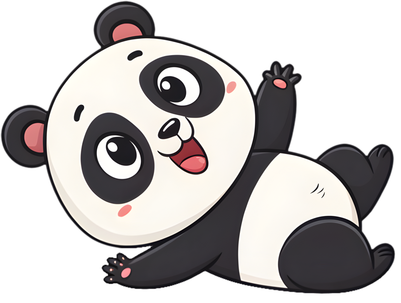 Cute Cartoon Panda Smiling and Enjoying Playful Fun. . png