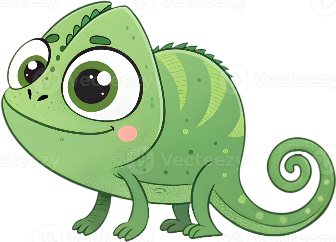 Green Chameleon in Cartoon Style with Playful Charm. . png
