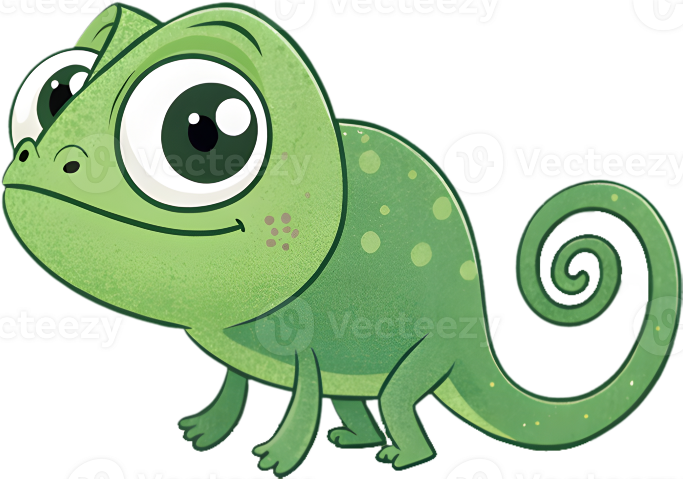Green Chameleon in Cartoon Design with Playful Spirit. . png
