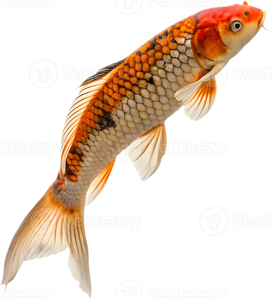 Colorful Koi Fish in Graceful, Vibrant Illustration Design. . png