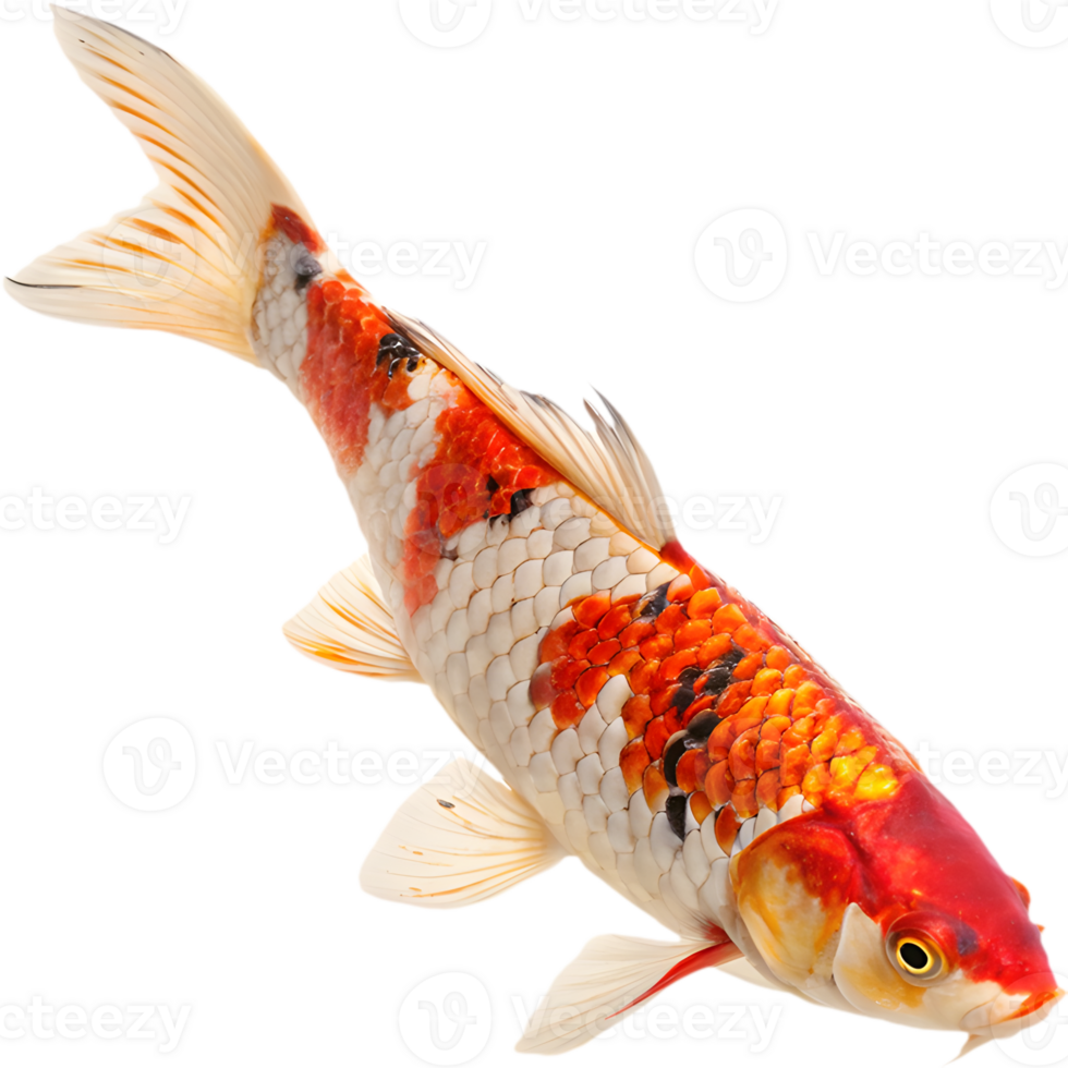 Graceful Koi Fish in Flowing, Vibrant Art Design. . png