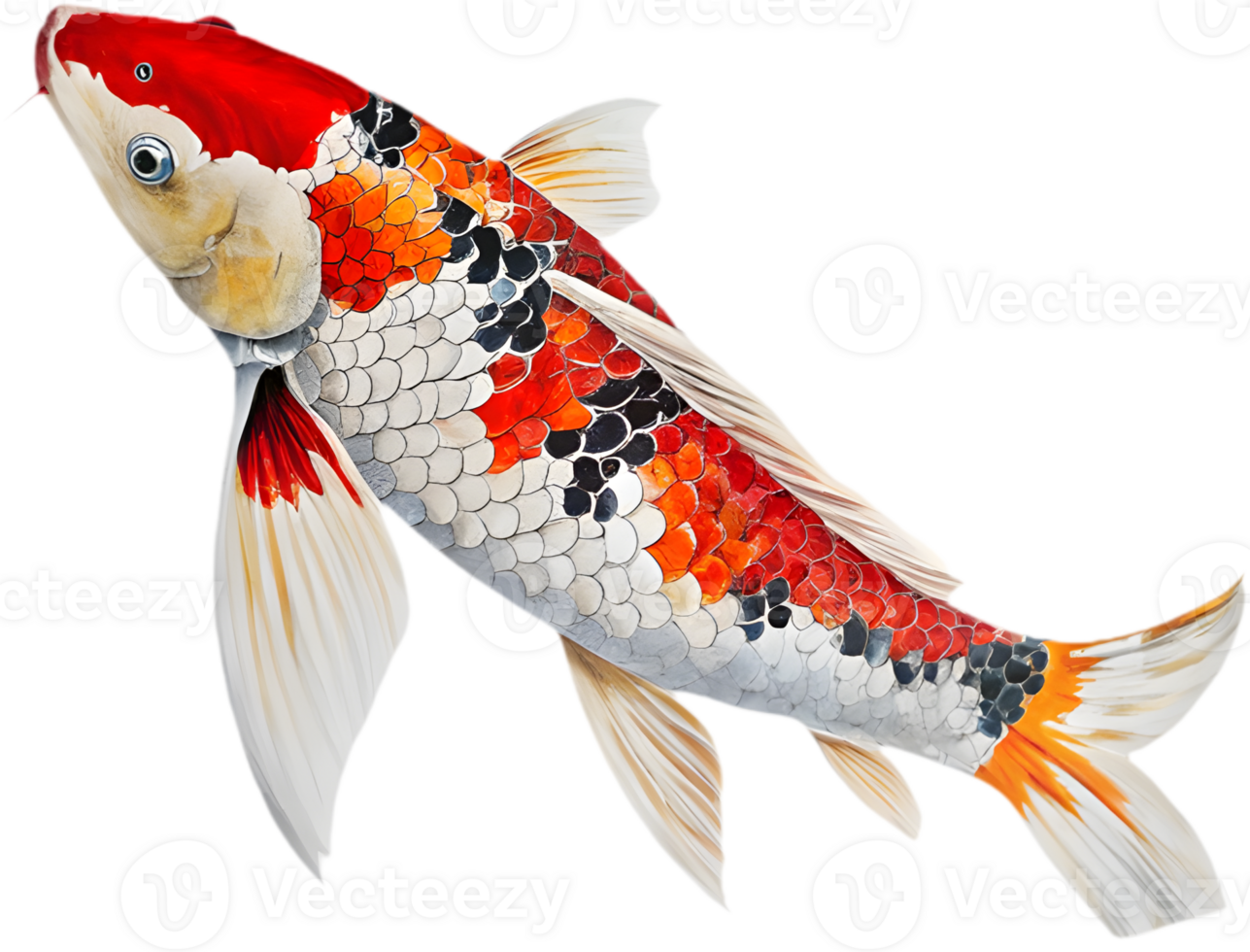 Graceful Koi Fish in Bold, Vibrant Art Design. . png